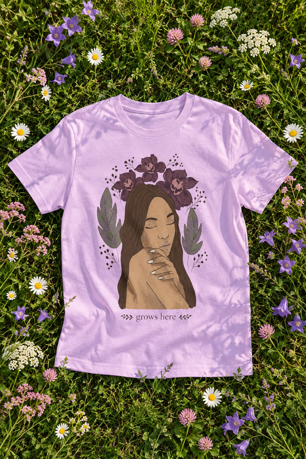 Grace Grows Here Graphic T-Shirt | Botanical Illustrated Tee | Selva ...